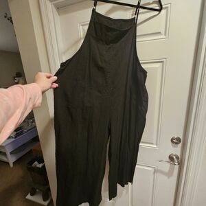 Shabby Chic Magnolia Pearl Style 3X Black Sleeveless Jumpsuit
